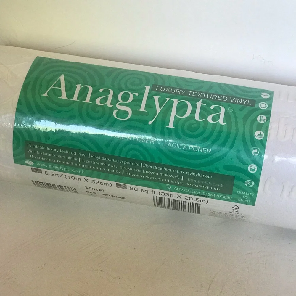 - Vinyl wallpaper anaglypta calligraphy embossed paper art craft scrapbooking